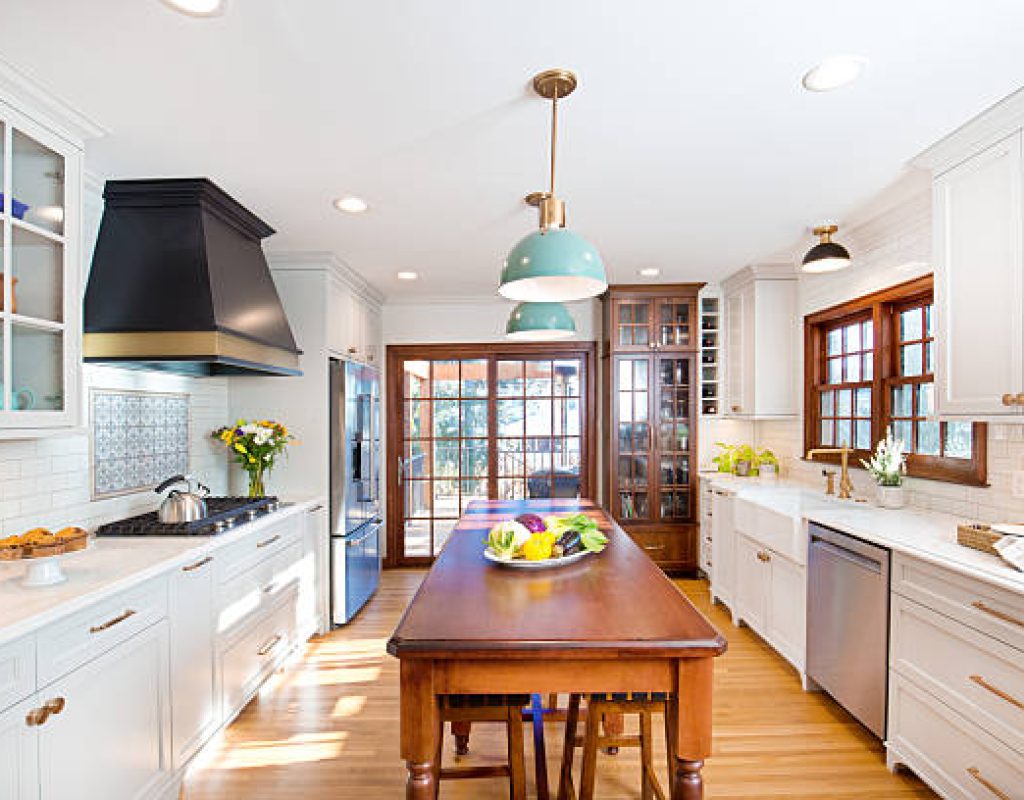 A contemporary classic renovation remodeling kitchen interior design in a modern residential home.